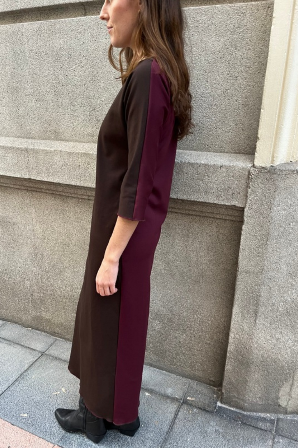 VESTIDO | BICOLOR | BERENJENA & MARRÓN