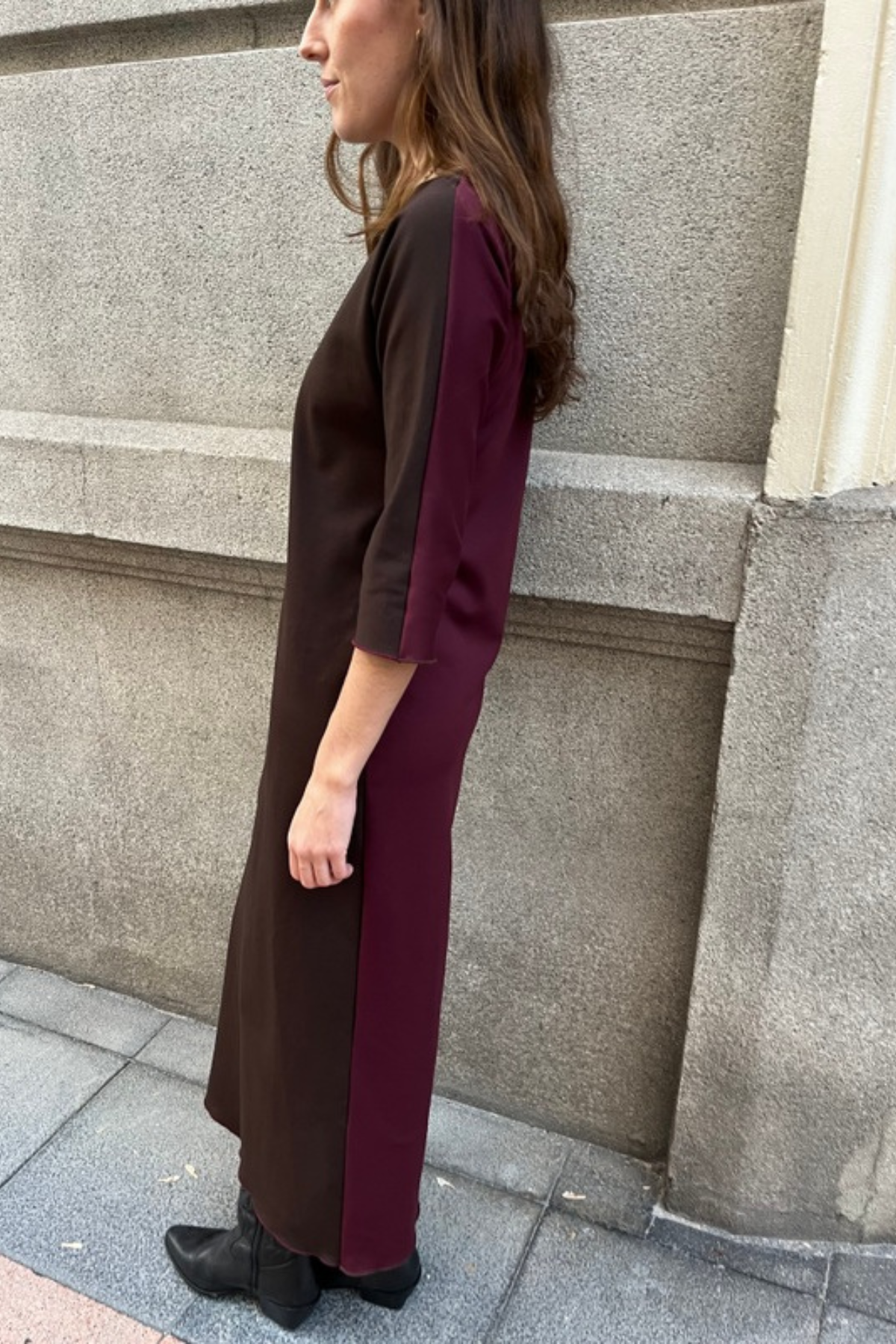 VESTIDO | BICOLOR | BERENJENA & MARRÓN
