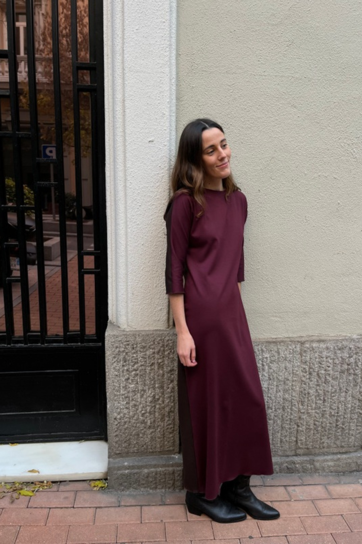 VESTIDO | BICOLOR | BERENJENA & MARRÓN